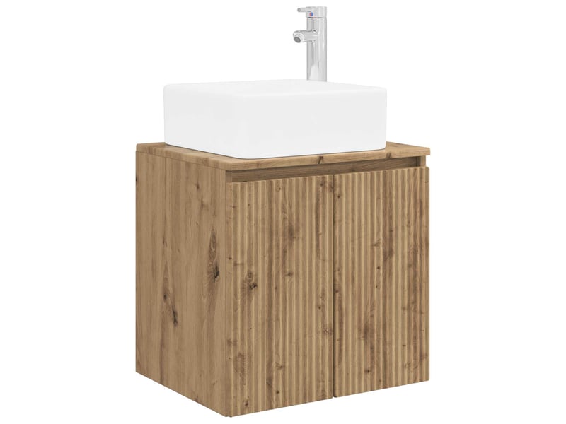  Vanité de lavabo mural, meuble de rangement chêne artisanal 53x35x63 cm  - Conforama A