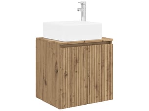 Vanité de lavabo mural, meuble de rangement chêne artisanal 53x35x63 cm