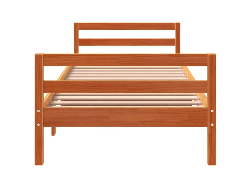  Lit simple- lit adulte -  cadre de lit sans matelas  marron 90x200 cm bois pin massif  - Conforama C