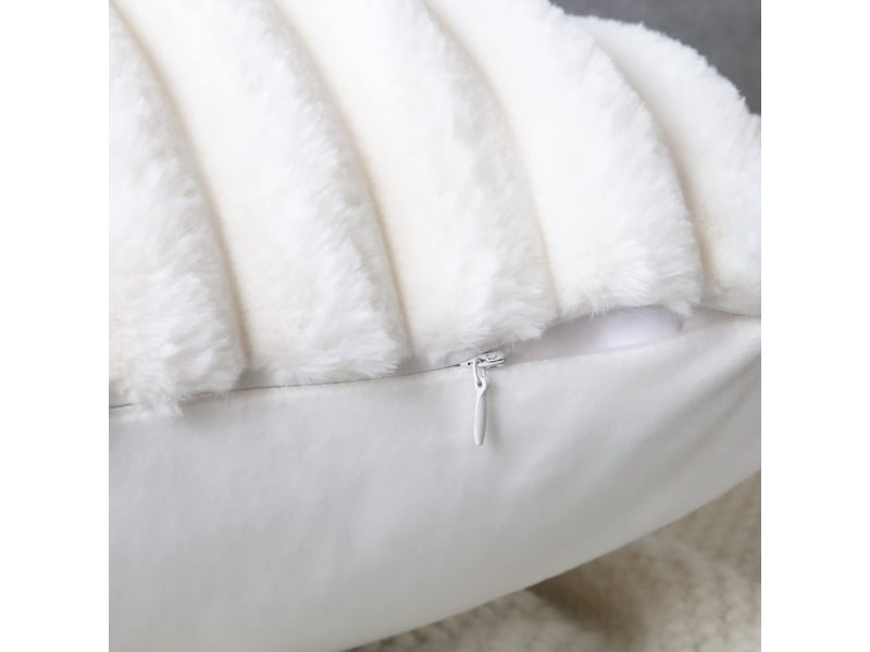  Taie d'oreiller en velours,45 x 45 cm,housse simple face,velours,blanc crème,deux  - Conforama E