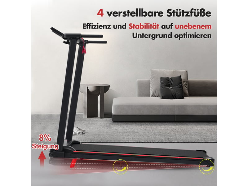  Tapis de course 115x51x100 cm pliable métal noir et rouge  - Conforama D