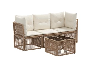 Vidaxl ensemble de canapé de jardin 4 pcs beige polyrotin