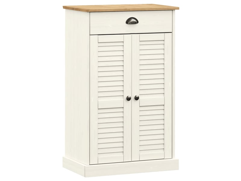  Meuble à chaussure, armoire à chaussures vigo blanc 60x35x96 cm bois massif de pin  - Conforama A