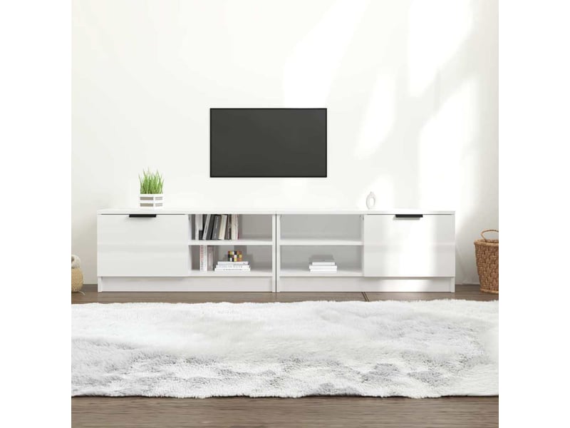  Meubles tv - banc tv - meuble de rangement 2 pcs blanc brillant 80x35x36,5 cm bois d'ingénierie  - Conforama B