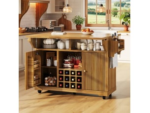 Desserte de cuisine 142,5 x 80 x 95 cm marron foncé, mdf et métal, plateau extensible sur roulettes