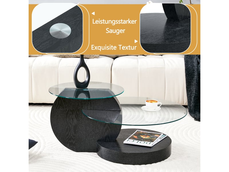  Table basse 90 x 70 cm en mdf et verre  - Conforama E