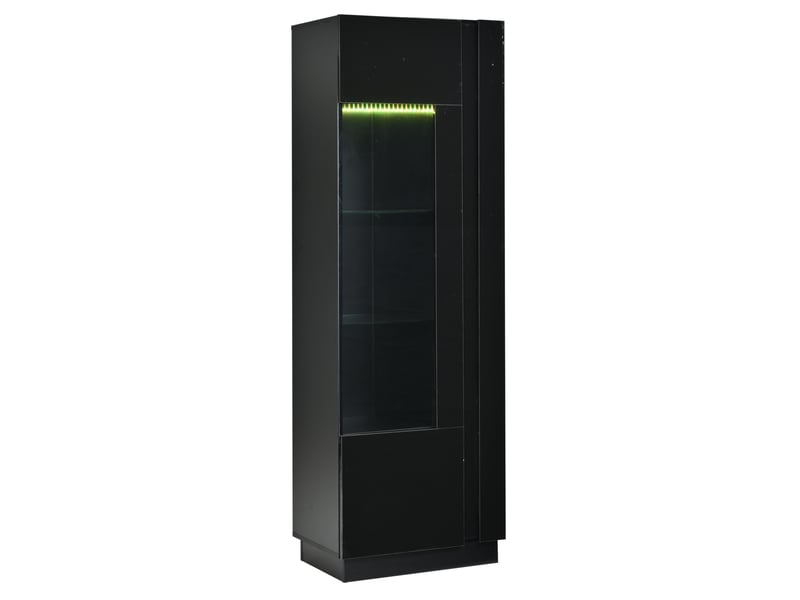  Vitrine haute 60 x 40 x 180 cm – noir – porte acrylique, led pilotée par application, 5 niveaux  - Conforama A
