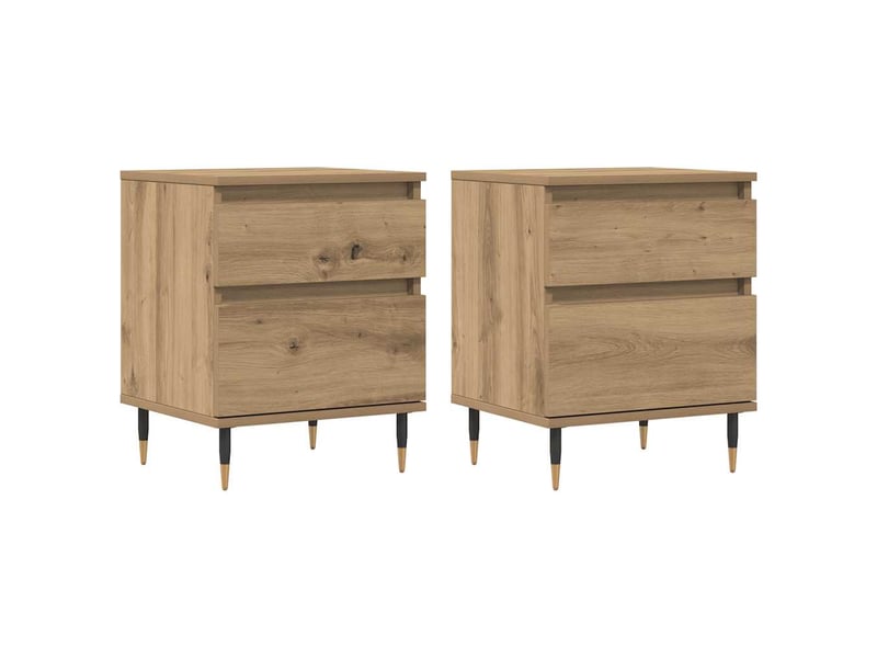  Lot de 2 tables de chevet - cabinet de chevet - table de nuit chêne artisanal 40x35x50 cm  - Conforama A