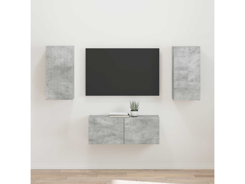  Ensemble meuble tv - banc tv - meuble de rangement 2 pcs gris béton bois d'ingénierie  - Conforama B