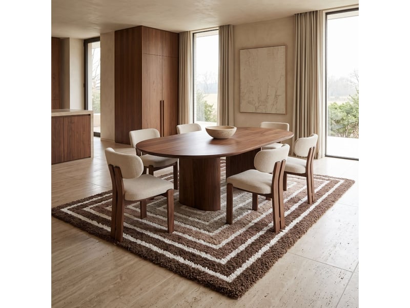  Tapis shaggy doux à motif géométrique marron beige 160x230  - Conforama R