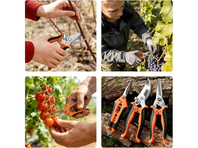 Secateur de jardin, 3pcs sécateurs et ciseaux de jardinage, sécateur professionnel léger ergonomiques à main, cisaille de jardin (orange) - Conforama D