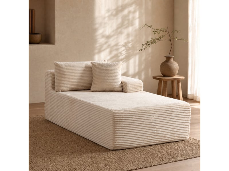 Chauffeuse modulable en chenille beige 1 place - Conforama D