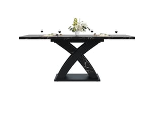 Table à manger extensible, 120-160x80x75 cm, style x stable, design moderne, plateau mdf, piètement métal, coloris noir