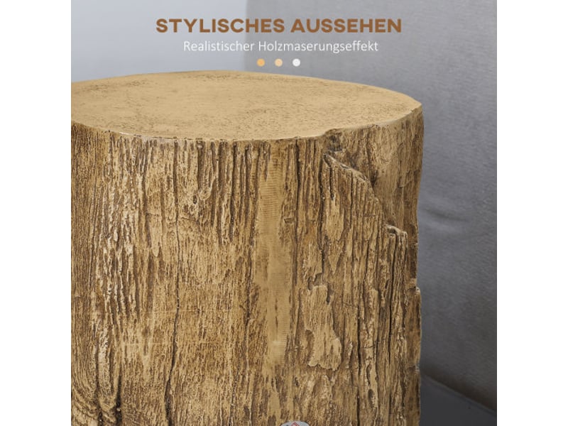  Table d’appoint effet tronc d’arbre étanche 37x37x43 cm avec 4 pieds réglables pour salon et chambre  - Conforama E