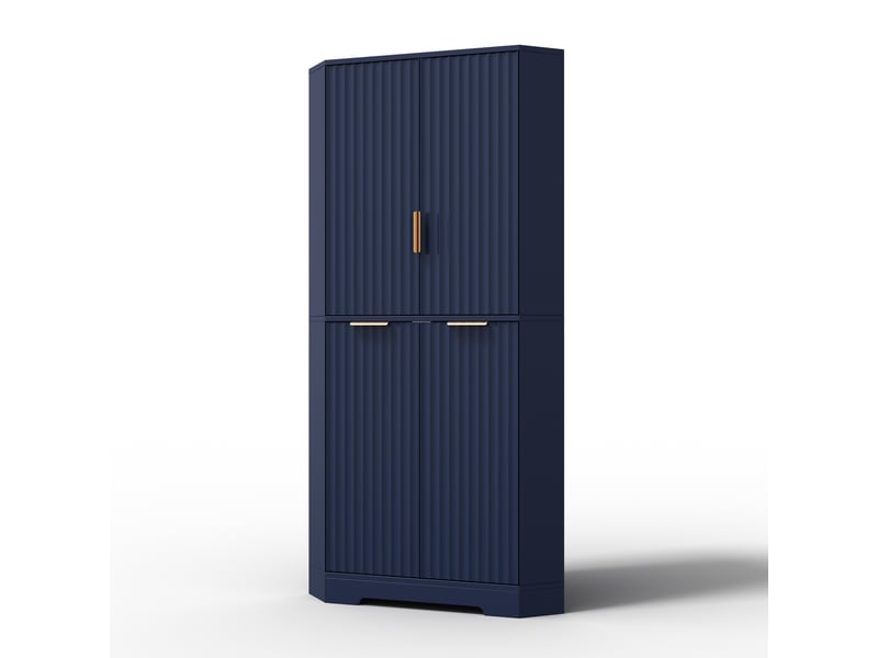  Armoire d’angle,60x60x172 cm,4 portes et étagères réglables,mdf,bleue  - Conforama D
