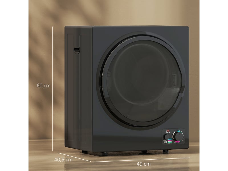 Sèche-linge électrique portable 850w, capacité 33l 4 modes de fonctionnement, acier inoxydable, noir, 49 x 40,5 x 60 cm - Conforama C