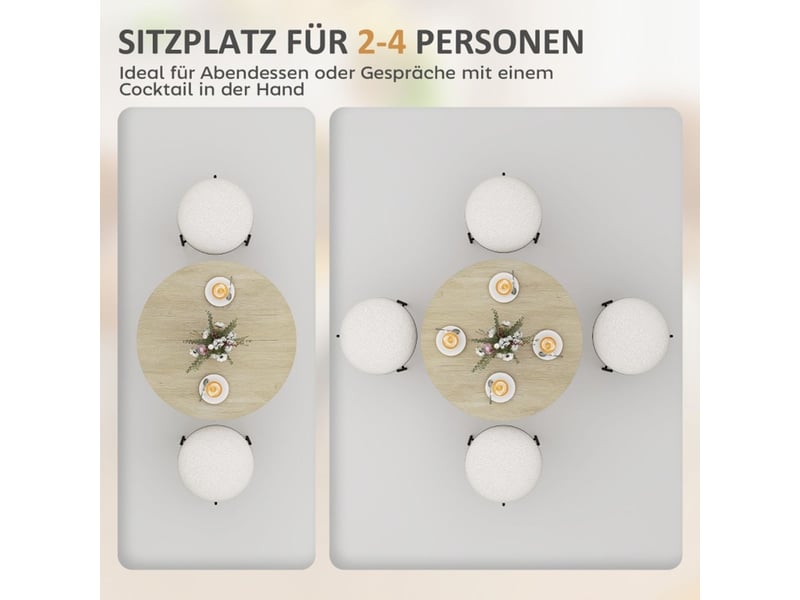  Table de cuisine 80 x 75 cm ronde plateau rond style industriel pieds en acier aspect chêne  - Conforama E