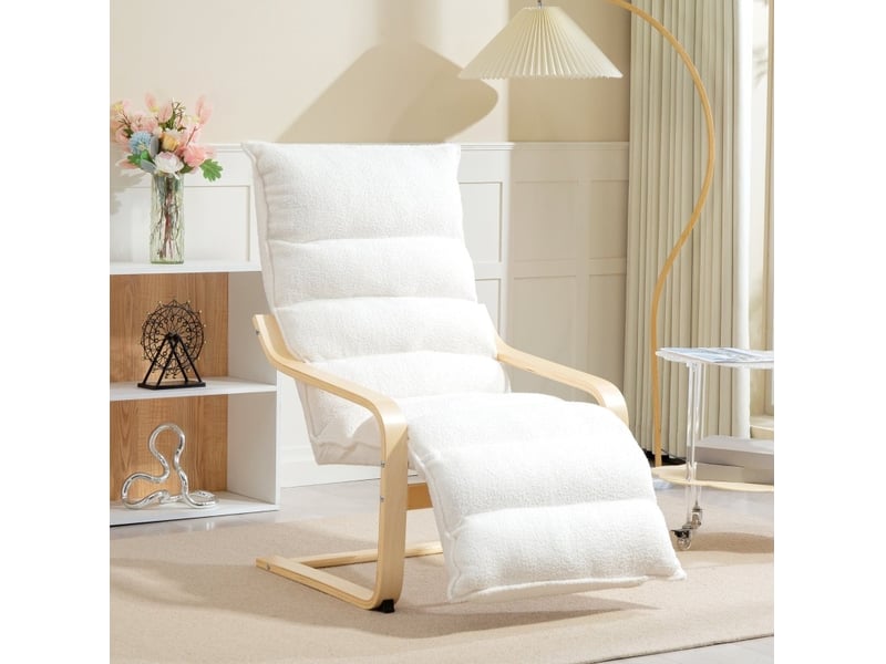  Fauteuil à bascule 67 x 93-114 x 105 cm blanc en polyester, repose-jambes réglable à 5 positions  - Conforama B