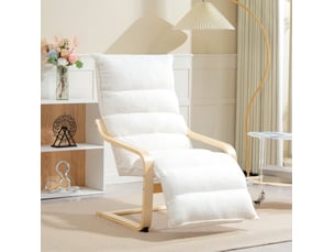Fauteuil à bascule 67 x 93-114 x 105 cm blanc en polyester, repose-jambes réglable à 5 positions