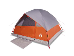 Tente de camping, tente familiale à dôme 6 personnes gris et orange imperméable shl34217