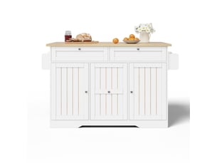 Îlot de cuisine mobile 120 × 4570 × 92 cm en mdf, plateau rabattable, 4 tiroirs, rangements verticaux et roulettes freinées
