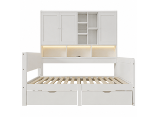 Lit avec rangement 90x200 cm SOGEU coloris blanc