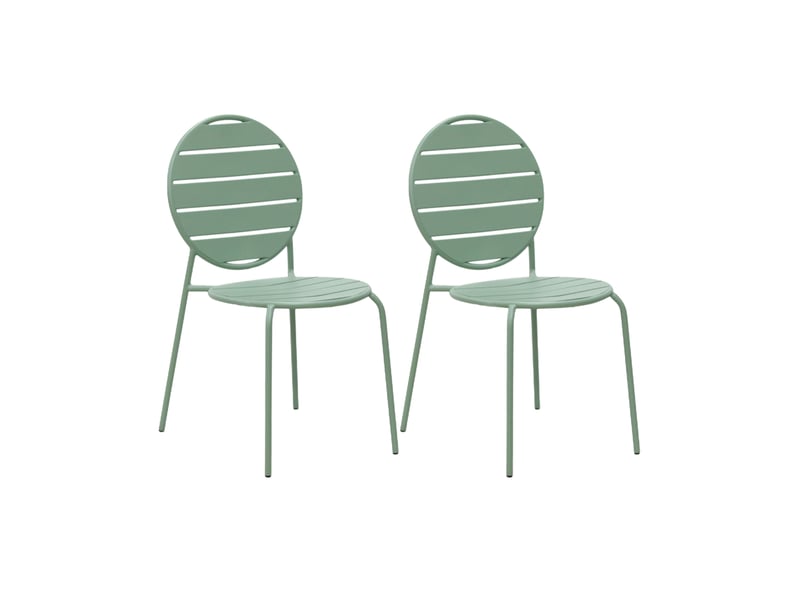 Lot de 2 chaises de jardin dossier rond en métal vert - baca  - Conforama B