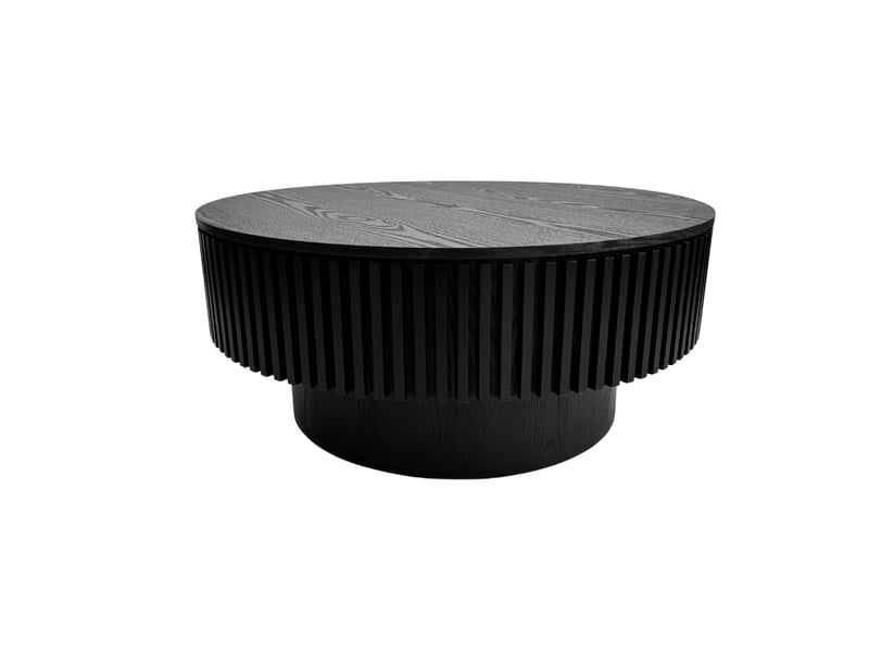  Table basse ronde avec rangement en mdf et bois noir ø75x35 cm  - Conforama A