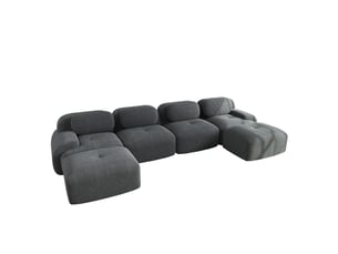Canapé d'angle modulable en u 4 places gris en velours côtelé