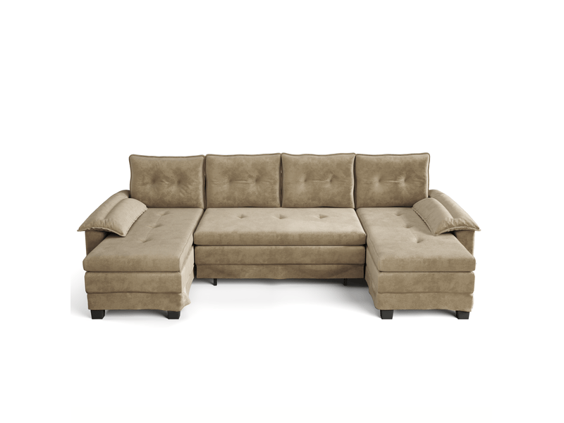 Canapé-lit modulable en u 278x127x87 cm avec ports usb kaki sans matelas - Conforama B
