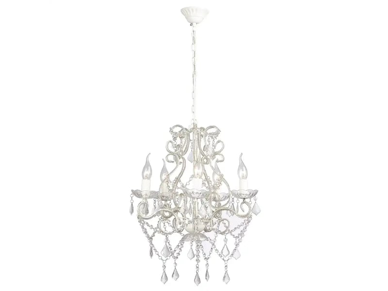  Chandelier classique en cristal élégant 108 x 45 x 45 cm avec 2800 perles de verre style luxueux en métal transparent 02_0046023  - Conforama A