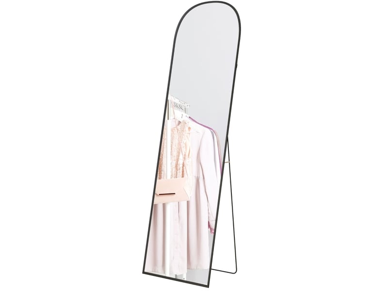 Miroir plein pied 169x49 cm arqué avec verre résistant aux éclats et cadre en aluminium noir - Conforama A