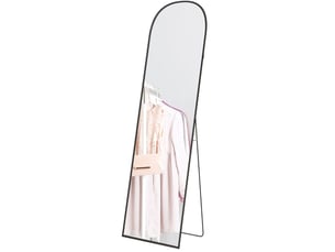 Miroir plein pied 169x49 cm arqué avec verre résistant aux éclats et cadre en aluminium noir