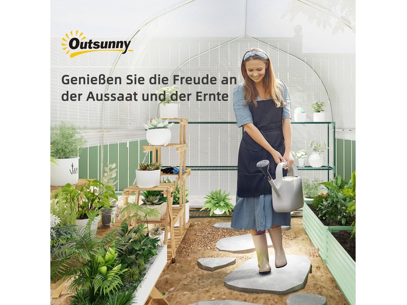  Serre de jardin 300x200x200 cm avec 4 fenêtres et porte enroulable acier galvanisé blanc  - Conforama E