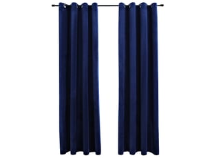 Lot de 2 rideaux occultants, rideaux black-out et anneaux velours bleu foncé 140x225cm cf44918
