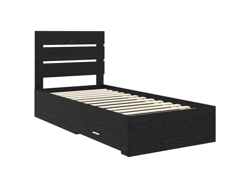  Lit simple- lit adulte -  cadre de lit chêne noir 90 x 190 cm bois d'ingénierie  - Conforama C