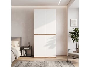 Armoire de chambre 90 x 50 x 200 cm, dressing de rangement avec penderie et tiroir à bijoux, 4 portes 3 tiroirs, mdf style moderne scandinave, blanc