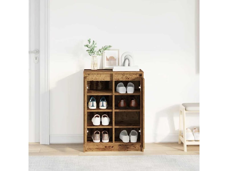  Meuble à chaussure, armoire à chaussures vieux bois 57x34x76 cm bois d'ingénierie  - Conforama C