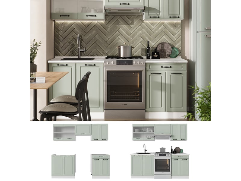  Vicco cuisine, mint campagneblanc, 200cm sans plan de travail  - Conforama D