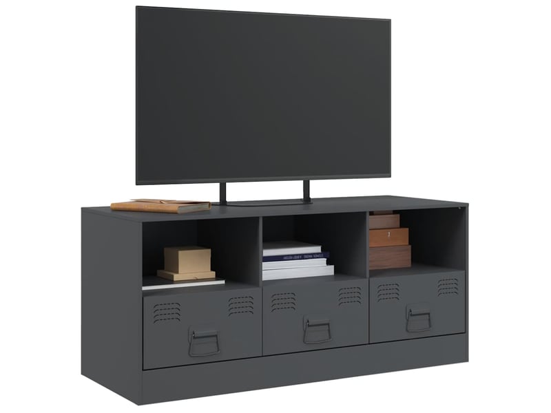  Meuble tv - banc tv - meuble de rangement anthracite 99x39x44 cm acier  - Conforama D