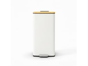 Poubelle de cuisine à pédale 20 l avec couvercle bambou evryae