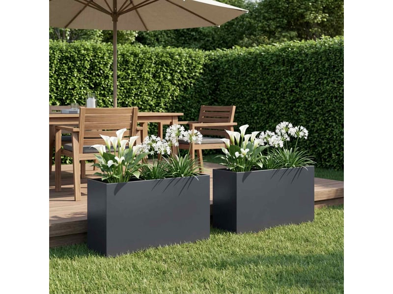  Jardinière - cache-pot de jardin 2 pcs anthracite 80 x 40 x 50 cm  - Conforama B