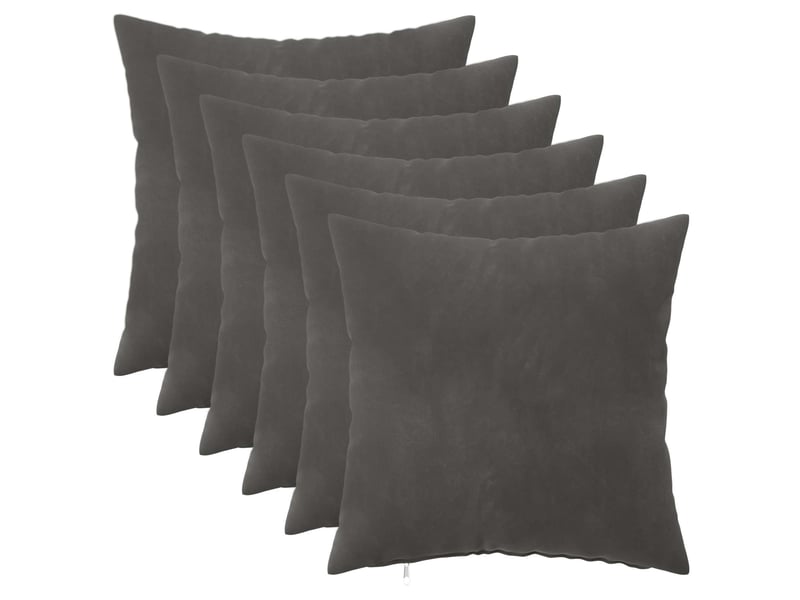  Lot de 6 coussins avec oreiller, coussins décoratifs heerlen gris foncé velours cf50844  - Conforama A