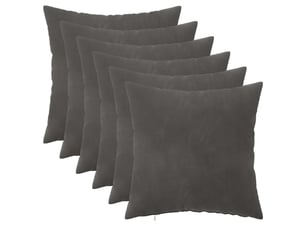 Lot de 6 coussins avec oreiller, coussins décoratifs heerlen gris foncé velours cf50844