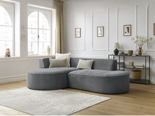 Canapé d'angle gauche fixe BOBOCHIC ROUSSEAU 4 places Tissu Gris foncé