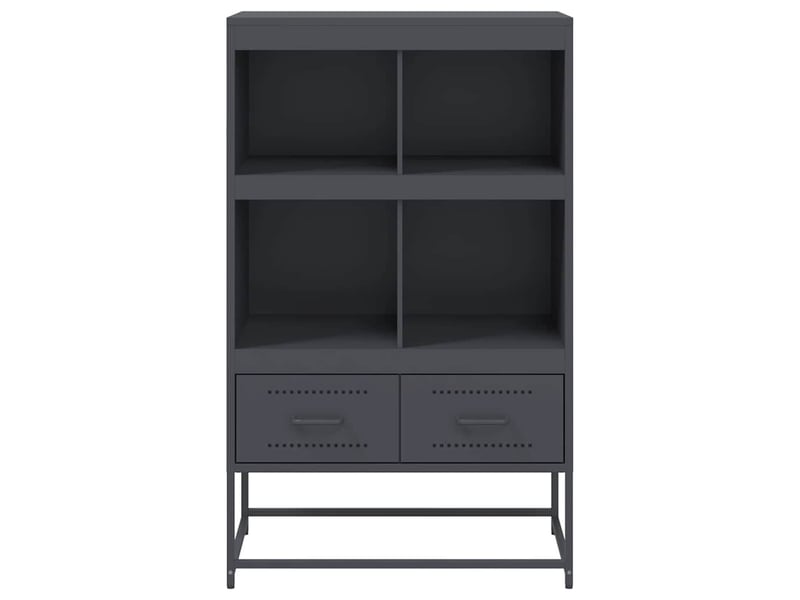  Buffet haut - bahut - meuble de rangement anthracite 68x39x111,5 cm acier  - Conforama D
