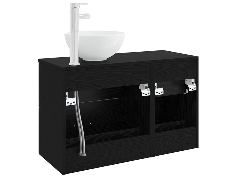  Ensemble de mobilier de salle de bain 2 pcs chêne noir shl33  - Conforama E