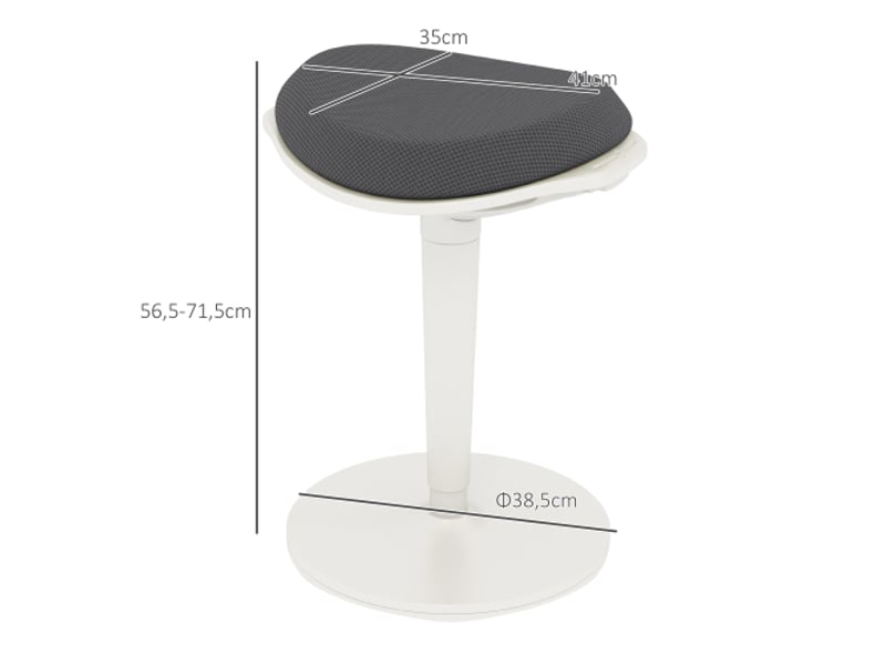  Tabouret de bureau ergonomique pivotant en mesh gris, réglable en hauteur, confortable  - Conforama C