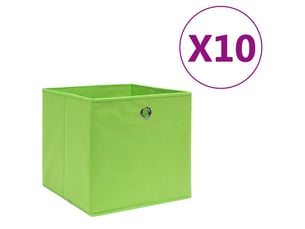 Boîtes de rangement 10 pcs tissu intissé 28x28x28 cm vert