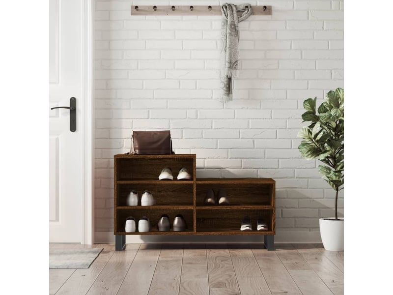  Armoire à chaussures chêne marron 102x36x60cm bois d'ingénierie shl6449  - Conforama B